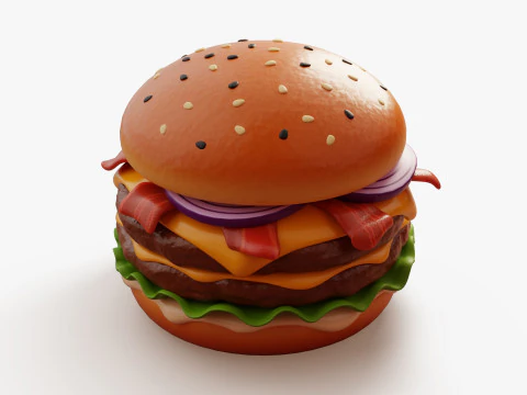 Bacon Cheeseburger 3D Model