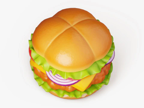 Crispy Chicken Burger 3D Model
