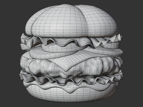 크리스피 치킨 버거 3D 모델