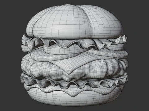 Crispy Chicken Burger 3D Model
