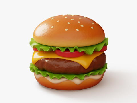 Klassischer Cheeseburger 3D Modell