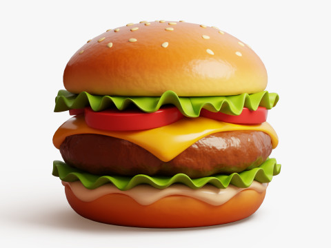 Klassischer Cheeseburger 3D Modell