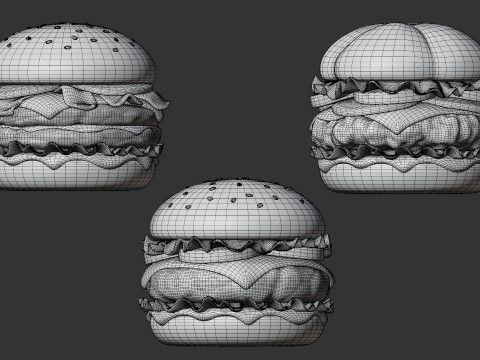 Пакет «Бургер Трио» 3D Модель