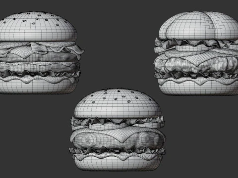 Burger Trio Pack 3D Model
