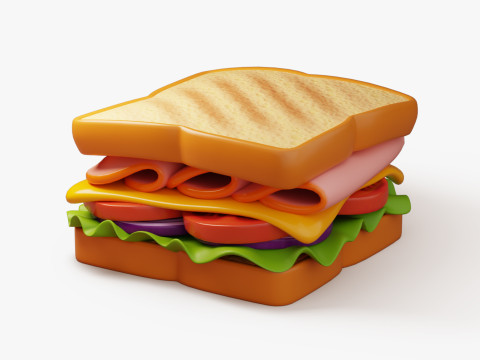 Toasted Ham Sandwich 3D Model