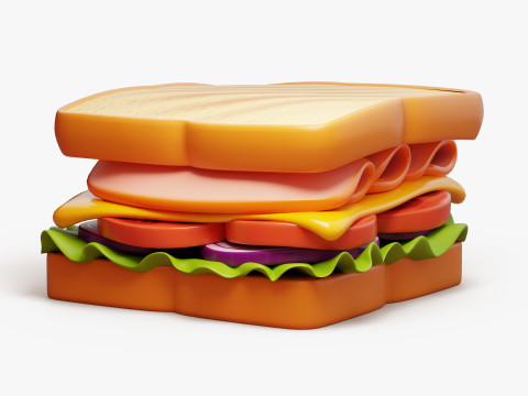 Toasted Ham Sandwich 3D Model