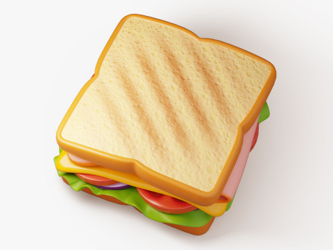 Toasted Ham Sandwich 3D Model