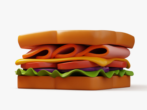 Toasted Ham Sandwich 3D Model