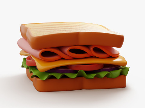 Toasted Ham Sandwich 3D Model