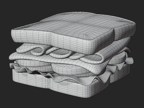 Tostowa kanapka z szynką Model 3D