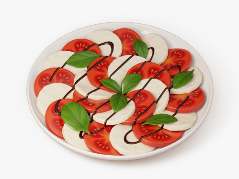 Piring Salad Caprese Model 3D