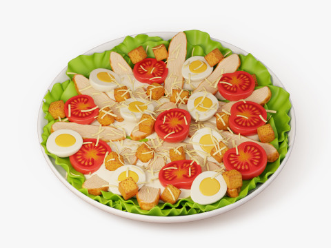 Salad Ayam Caesar Model 3D