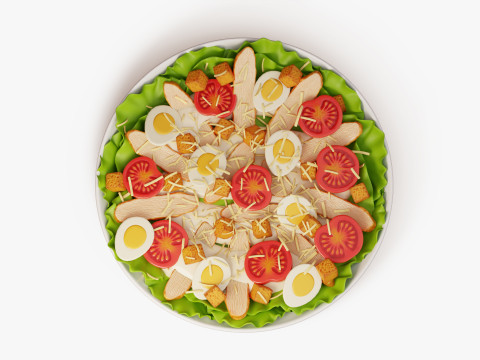 Tavuklu Sezar Salatası 3D Model