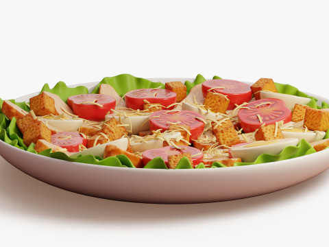 Tavuklu Sezar Salatası 3D Model