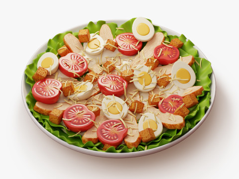 Tavuklu Sezar Salatası 3D Model