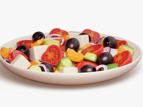 Greek Salad Bowl 3D Model