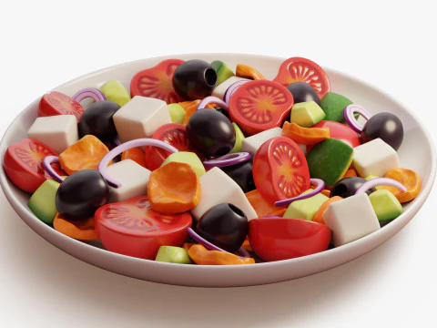 Greek Salad Bowl 3D Model