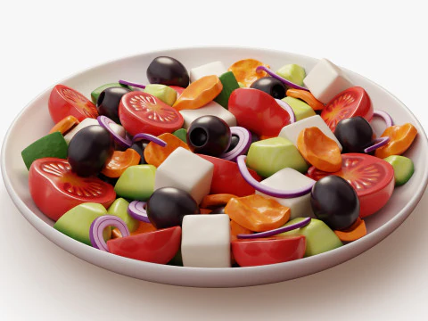 Greek Salad Bowl 3D Model
