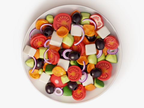 Set Piring Salad Model 3D