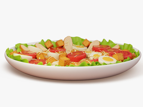 Set Piring Salad Model 3D