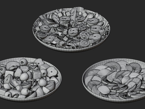 Set Piring Salad Model 3D