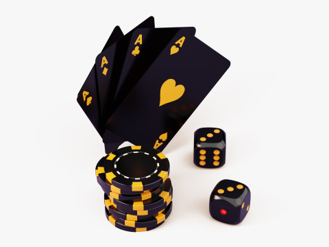 Conjunto de jogos de cartas de p&ocirc;quer Modelo 3D