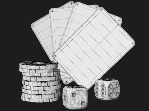 Poker Card Game Set 3D Model