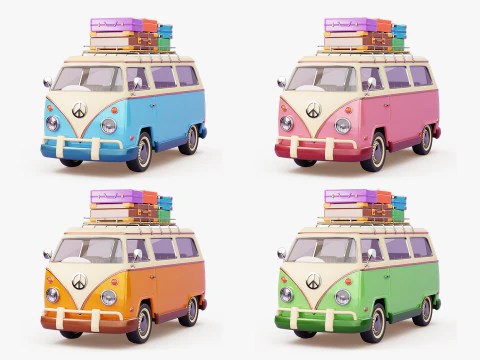 Retro Travel Van 3D Model