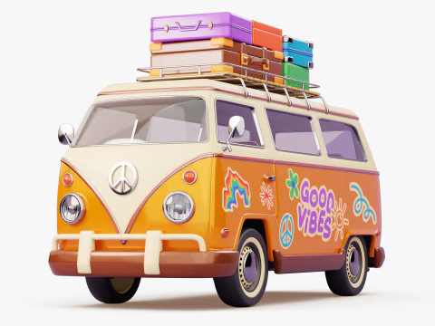 Retro Travel Van 3D Model
