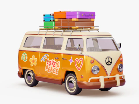 Retro Travel Van 3D Model