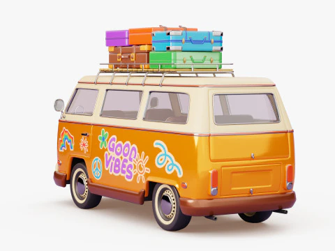 Retro Travel Van 3D Model