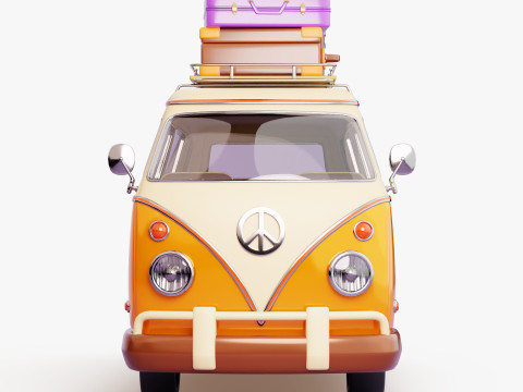 Ретро туристический фургон 3D Модель