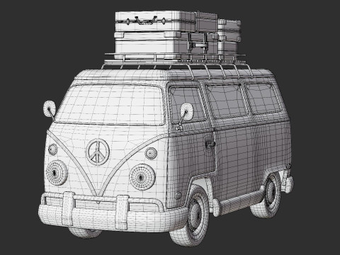 Ретро туристический фургон 3D Модель