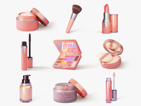 Paket Perlengkapan Rias Model 3D