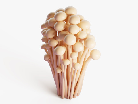 Cartoon Enoki Mushrooms 3D Model