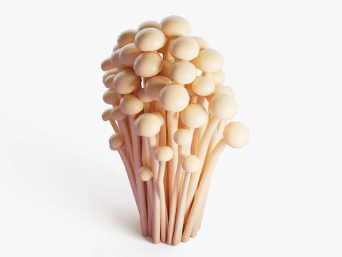 Cartoon Enoki Mushrooms 3D Model