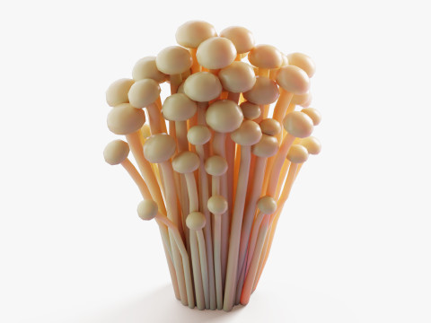 Cartoon Enoki Mushrooms 3D Model