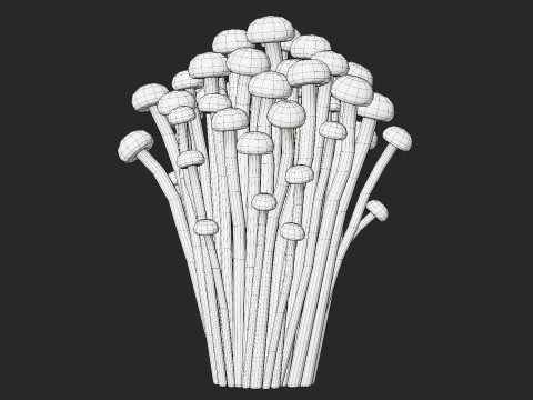 Cartoon Enoki Mushrooms 3D Model