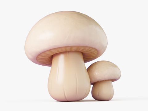 Cartoon Champignon Mushrooms 3D Model