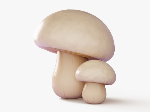 Cartoon Champignon Mushrooms 3D Model