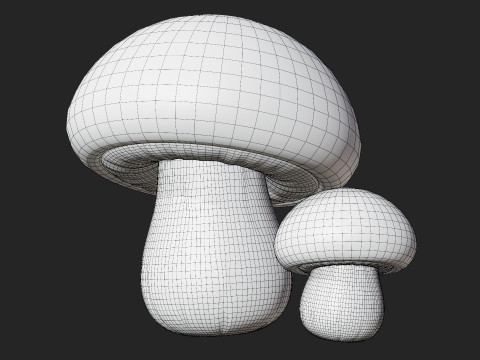 Cartoon Champignon Mushrooms 3D Model