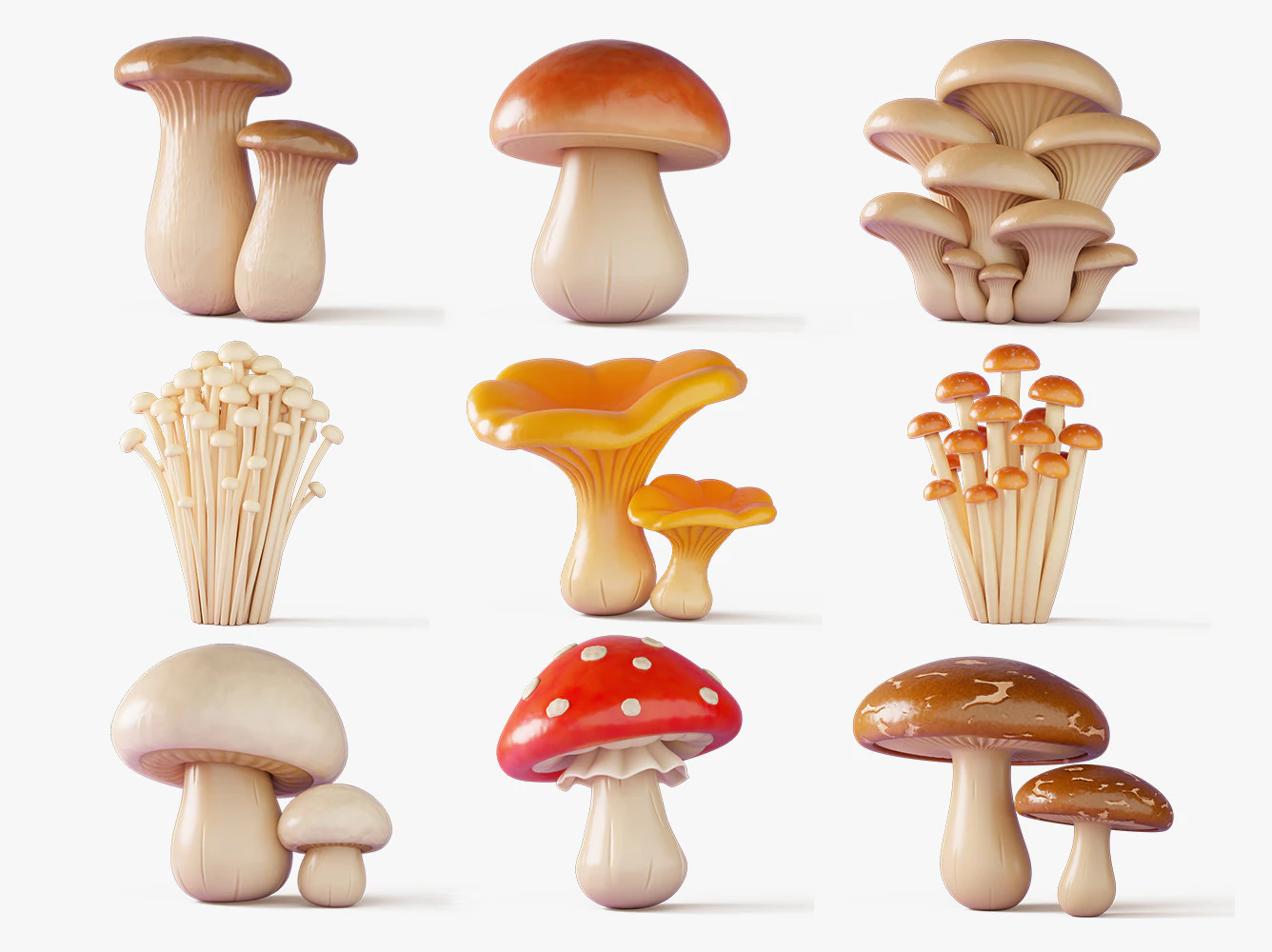 Cartoon Mushroom Collection 3D Model .c4d .max .obj .3ds .fbx .stl .blend 