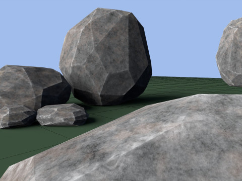 Pack of 8 Low-Poly Stones 3D Model