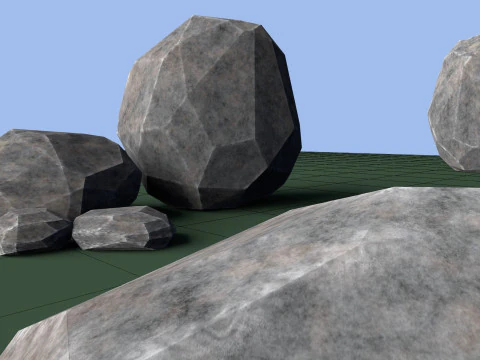 Pack of 8 Low-Poly Stones 3D Model