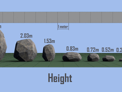 Pack of 8 Low-Poly Stones 3D Model