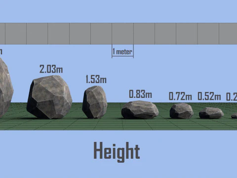 Pack of 8 Low-Poly Stones 3D Model