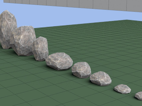 Pack of 8 Low-Poly Stones 3D Model