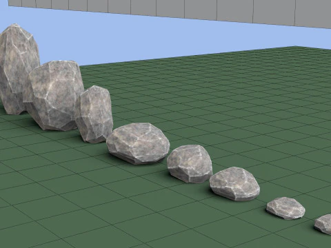Pack of 8 Low-Poly Stones 3D Model