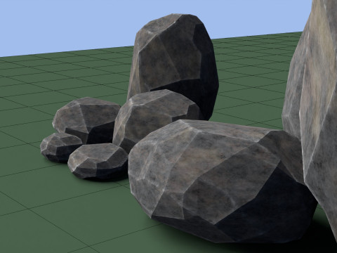 Pack of 8 Low-Poly Stones 3D Model