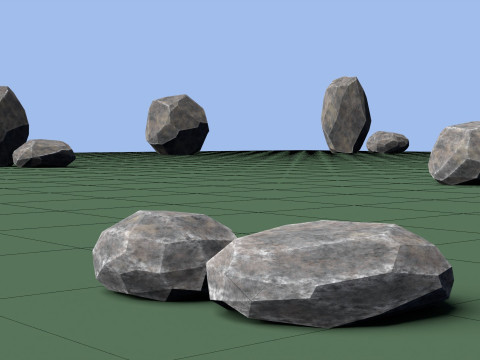Pack of 8 Low-Poly Stones 3D Model